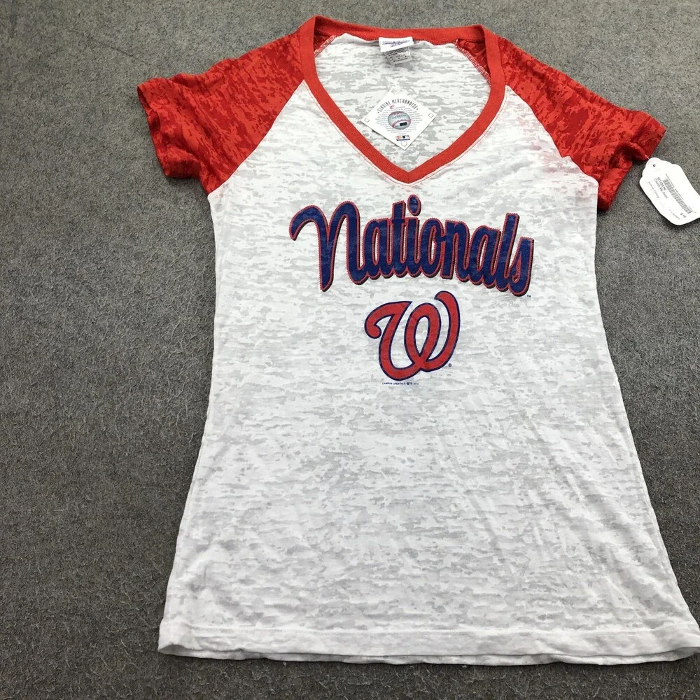 Washington Nationals Shirt Womens Medium White MLB Baseball Genuine Merchandise